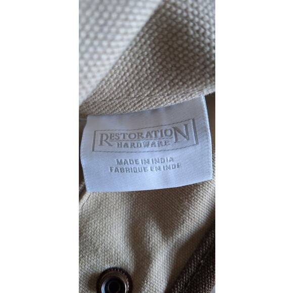 Restoration Hardware Heavy Duty Cotton Canvas Tote Bag Cream Brown 21.5"x14.5" - Picture 3 of 12
